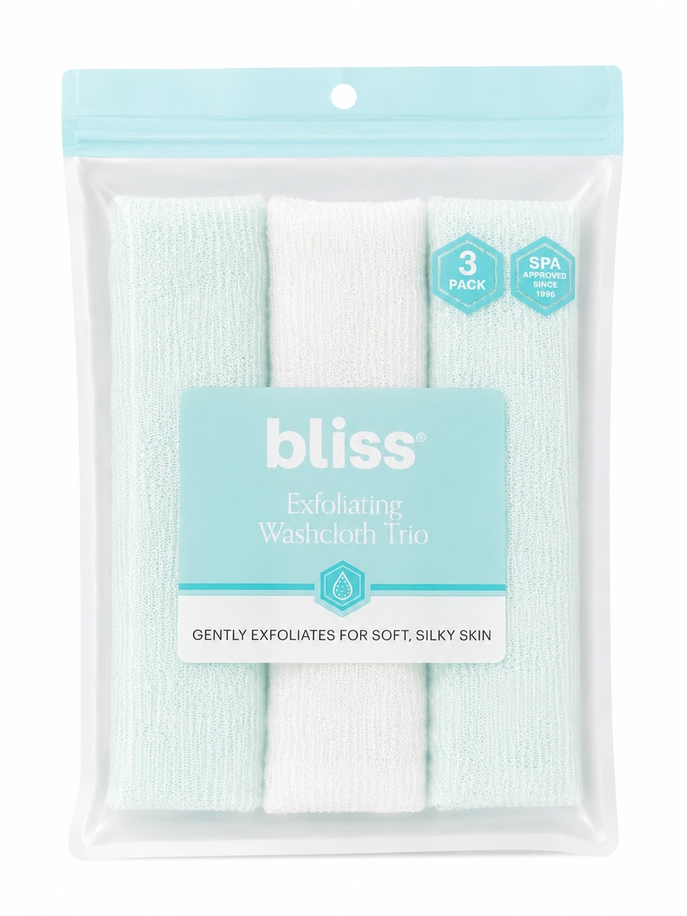 NIB Bliss Exfoliating Washcloth Trio 3-Pack